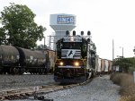 NS 6414 leads train P15 down the yard lead